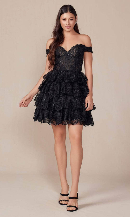 Nox Anabel R877 - Corset Embroidered Cocktail Dress