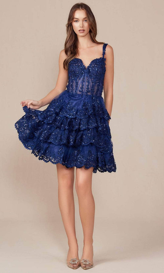 Nox Anabel R880 - Embroidered Sleeveless Cocktail Dress