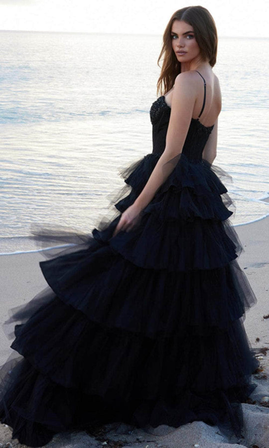Nox Anabel Y1545 - Tiered ruffle ballgown with sweetheart neckline
