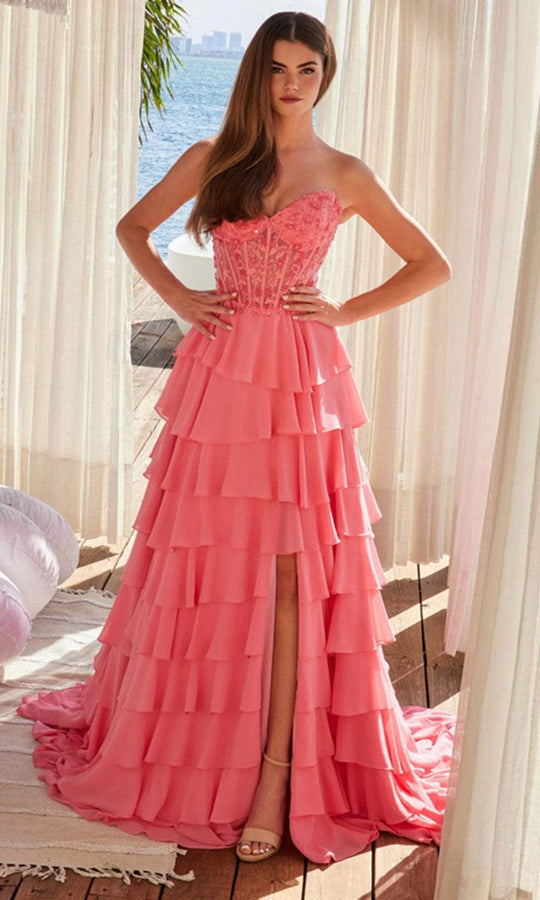 Nox Anabel Y1551 - Strapless Ruffle Chiffon Gown