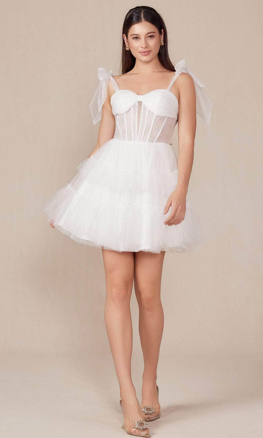 Nox Anabel Y858W - Sheer Corset Sleeveless Cocktail Dress