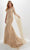 Panoply 14121 - Flutter Sleeve Beaded Evening Gown Evening Dresses 0 / Champagne