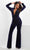 Panoply 14125 - Jeweled Velvet Evening Jumpsuit Formal Pantsuits 0 / Navy