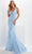 Panoply 14127 - Lace Up Sequin Evening Gown Evening Dresses 0 / Sky