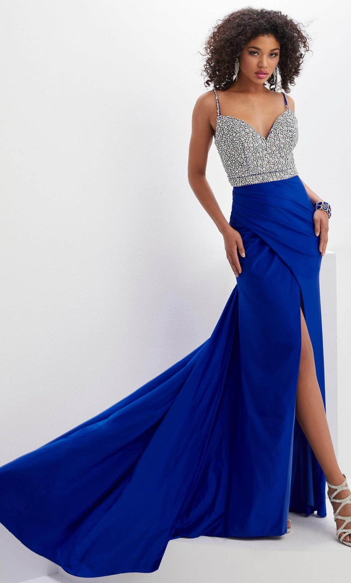 Panoply 14131 - Jeweled Bodice Trumpet Evening Gown Prom Dresses 0 / Royal