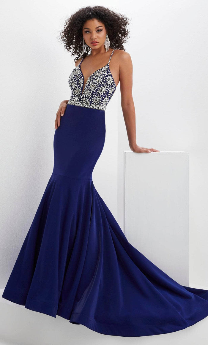 Panoply 14133 - Beaded Plunging Sweetheart Evening Gown Evening Dresses 0 / Royal