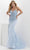 Panoply 14152 - Strapless Feathered Evening Gown Evening Dresses 0 / Sky