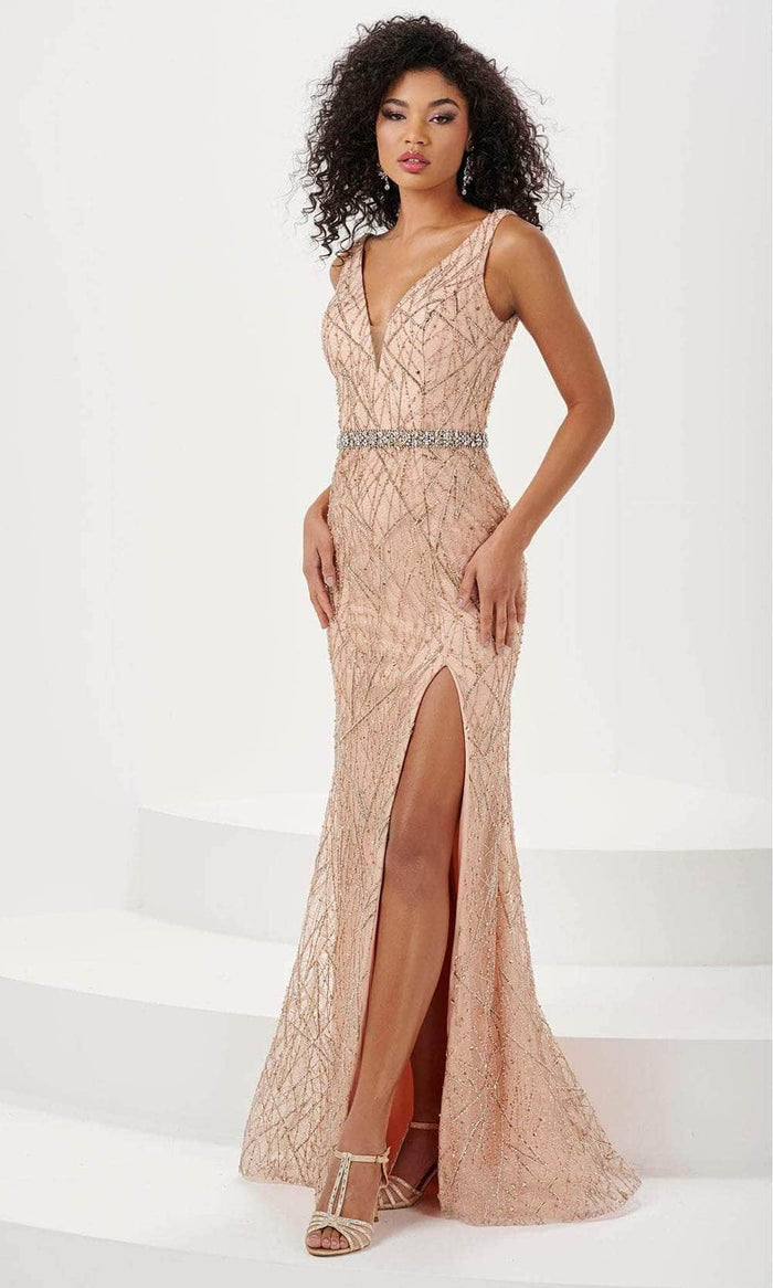 Panoply 14167 - Beaded Tulle Evening Gown Evening Dresses 0 / Gold