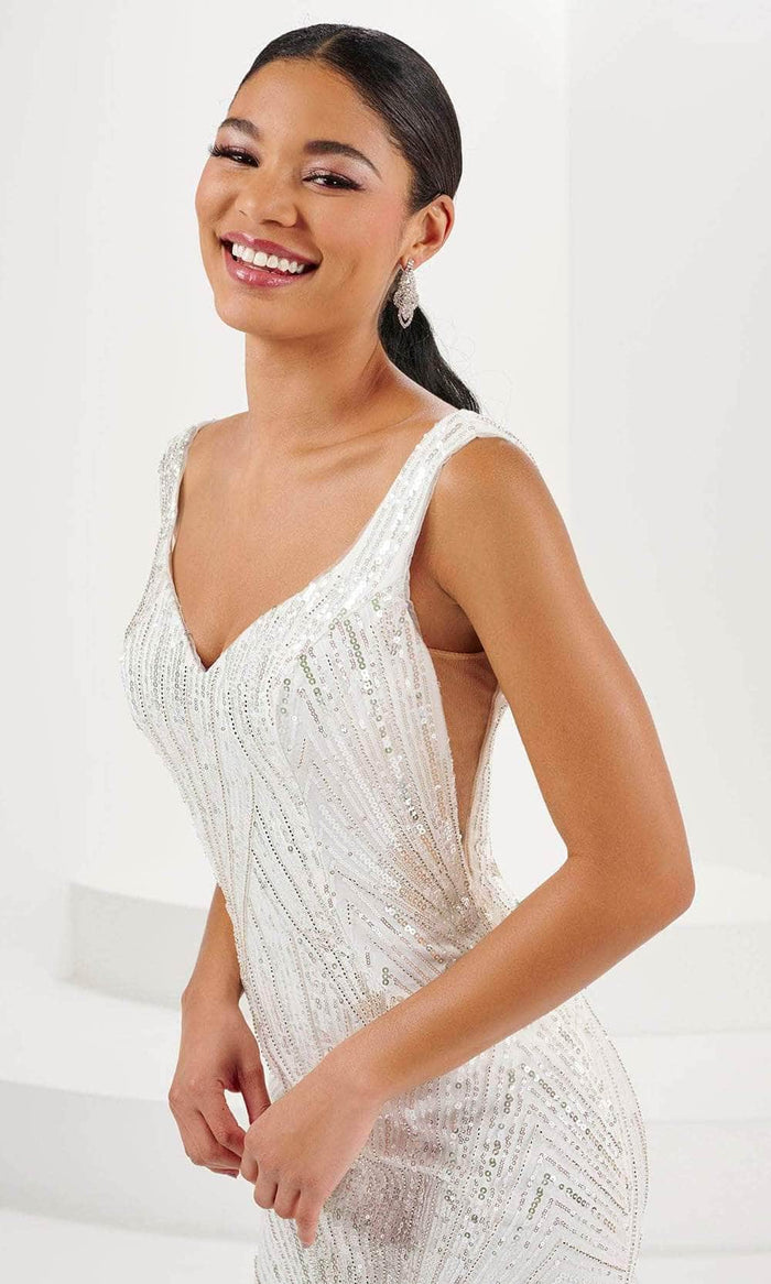 Panoply 14180 - Sequin Trumpet Evening Gown Evening Dresses 0 / Ivory