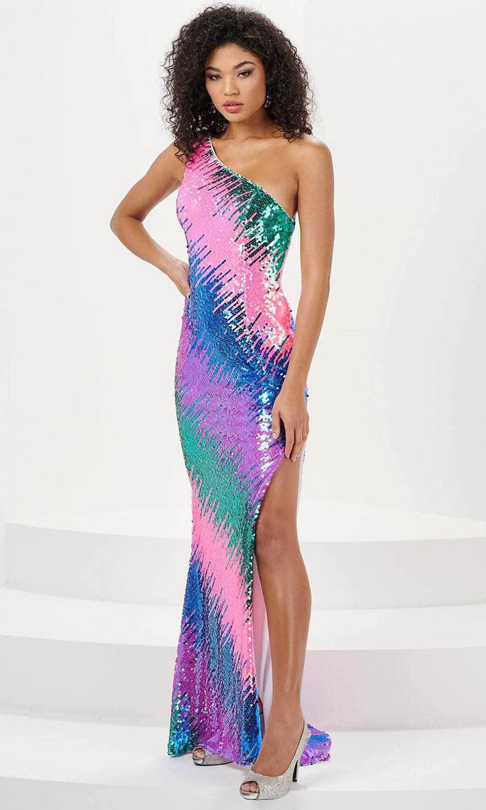 Panoply 14184 - Rainbow Sequin Evening Gown Evening Dresses 0 / Rainbow