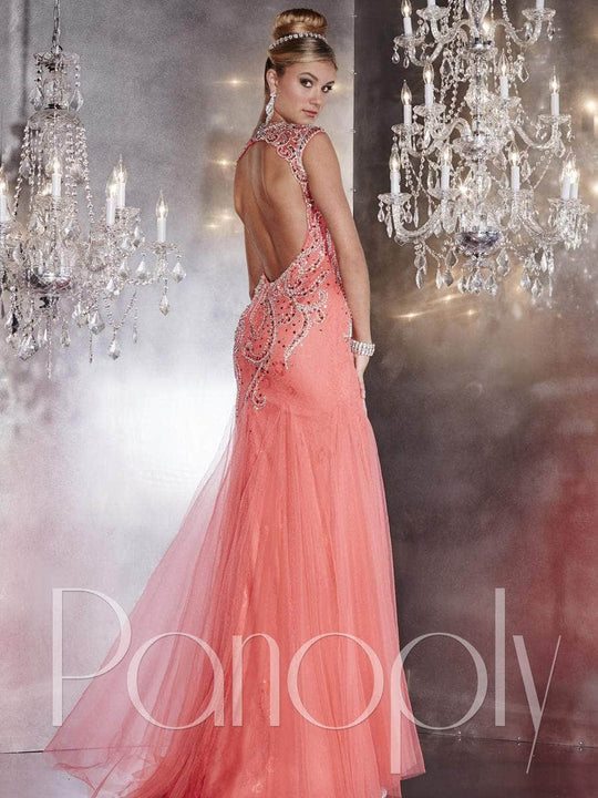 Panoply 14766 - Beaded High Neck Cutout Prom Gown