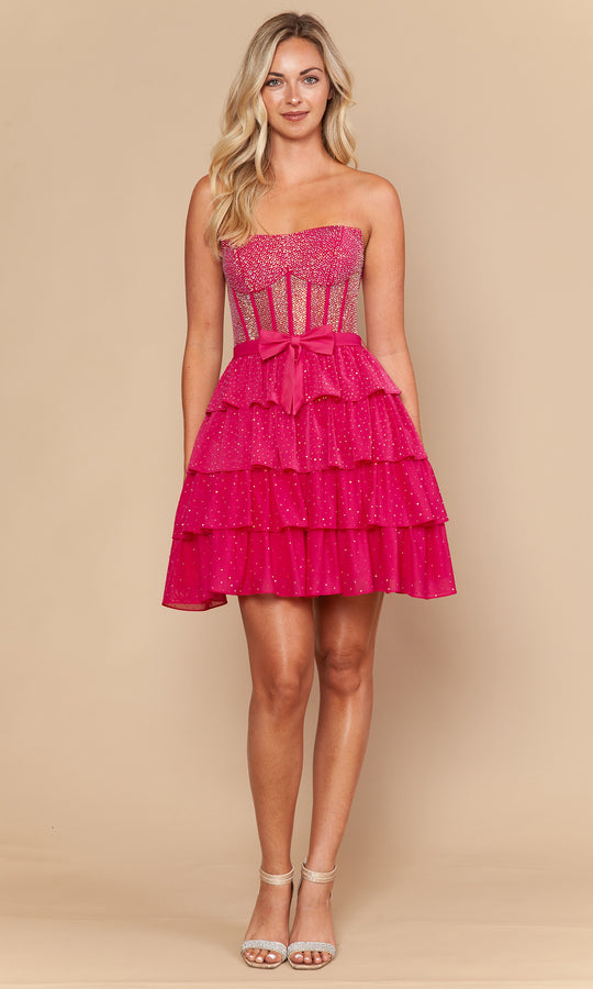 Poly USA 26248 Beaded Corset Ruffle Dress