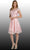 Poly USA 8090 - Scoop Neck Lace Applique Cocktail Dress Special Occasion Dress XS / Blush