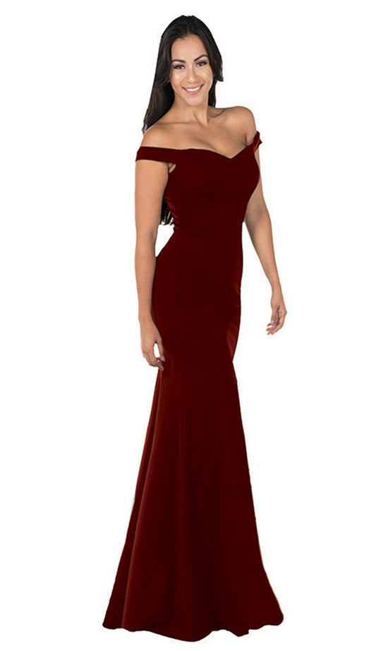 Poly USA - 8160 Off Shoulder Mermaid Jersey Dress