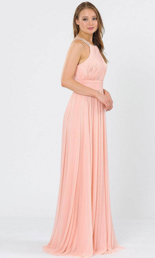 Poly USA 8396 - Ruched Halter-Neck Formal Dress