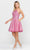 Poly USA 8410 - Floral High Neck Cocktail Dress Cocktail Dresses XS / Magenta/Blush