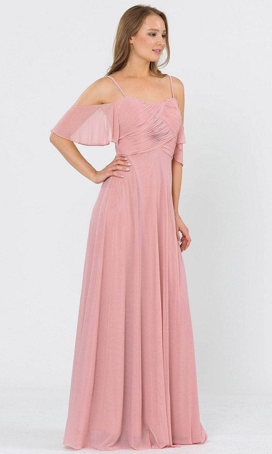 Poly USA 8552 - Flutter Sleeves Flowy Formal Dress