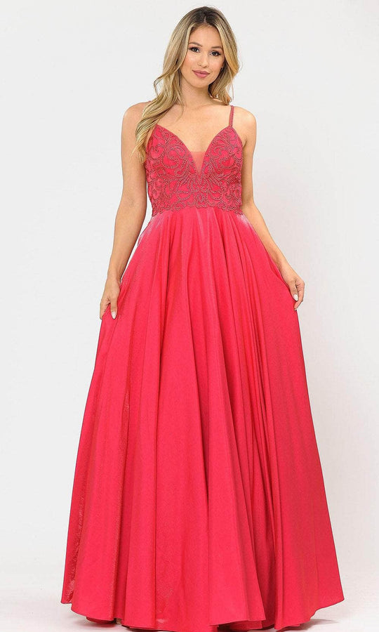 Poly USA 8576 - Sleeveless Deep V-neck Long Gown