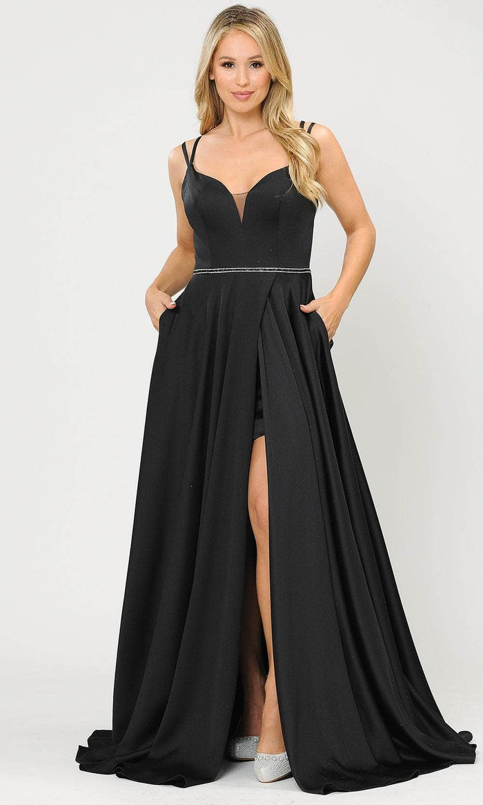 Poly USA 8654 - Satin A-Line Prom Dress Prom Dresses XS / Black