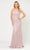 Poly USA 8666 - Iridescent Glittered Fitted Gown Evening Dresses S / Rose Gold