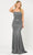 Poly USA 8666 - Iridescent Glittered Fitted Gown Evening Dresses S / Silver/Blk