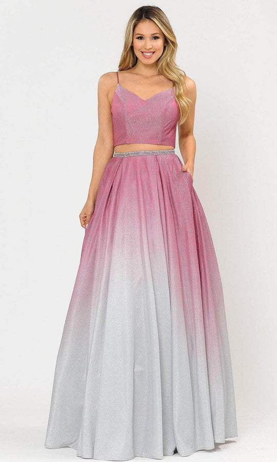 Poly USA 8706 - Two-piece Sleeveless V-neck Prom Dress