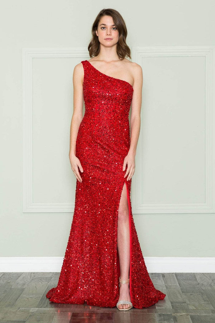 Poly USA 8874 - Sequin One Shoulder Prom Dress Special Occasion Dress