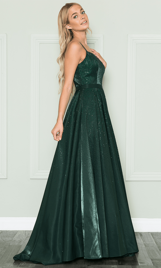 Poly USA 8886 - Iridescent Rhinestone A-Line Gown