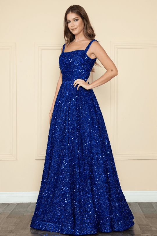 Poly USA 9106 - Square Neck Sequin Gown