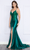 Poly USA 9142 - Rhinestone Adorned Mermaid Dress Evening Dresses XS / Emerald