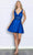 Poly USA 9200 - V Neck A-Line Short Dress Cocktail Dresses XS / Royal