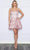 Poly USA 9204 - Leafy Glitter Sequin Dress Homecoming Dresses XS / Blush