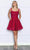 Poly USA 9214 - Sequin Velvet Fit and Flare Dress Homecoming Dresses XS / Red Berry