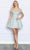 Poly USA 9234 - Embroidered Off-Shoulder Cocktail Dress Cocktail Dresses XS / Silver