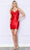 Poly USA 9242 - Ruched Detailed V-Neck Cocktail Dress Cocktail Dresses XS / Red