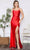 Poly USA 9250 - High Slit Satin Prom Dress Prom Dresses XS / Red