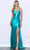 Poly USA 9252 - V-Neck Satin Prom Dress Prom Dresses XS / Jade/Turquoise