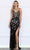 Poly USA 9276 - Bejeweled High Slit Prom Dress Prom Dresses XS / Black/Rosegold