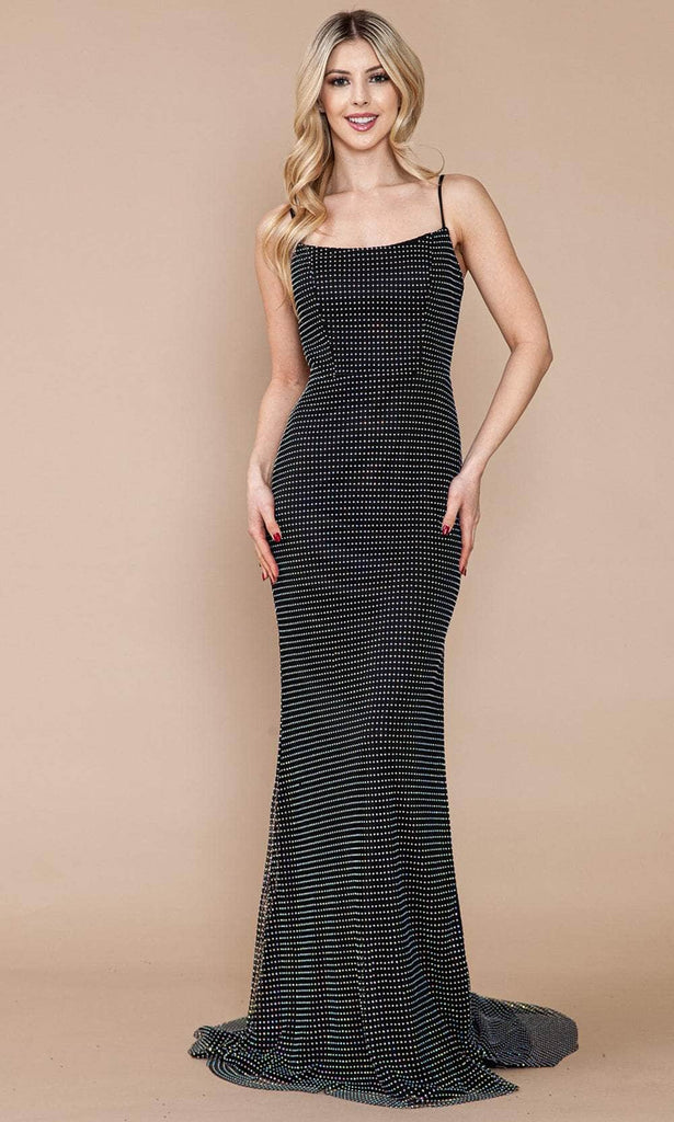 Poly USA 9284 Fitted Rhinestone Beaded Sleeveless Slit Gown | FormalDressShops Black / XL Poly USA 9284 Fitted Rhinestone Beaded Sleeveless Slit Gown | FormalDressShops Black / XL