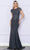 Poly USA 9320 - Short Sleeve Embroidered Prom Dress Mother of the Bride Dresses XS / Dark Gray