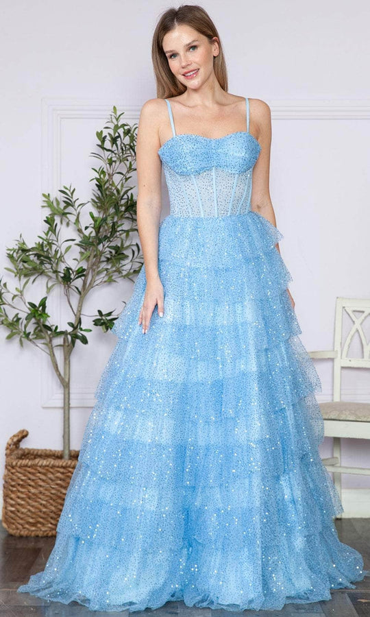 Poly USA 9328 - Sequin Tiered Prom Dress
