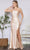 Poly USA 9358 - Beaded Foliage Asymmetrical Prom Dress Prom Dresses XS / Champagne