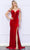 Poly USA 9378 - Cold Shoulder Beaded Trim Prom Dress Prom Dresses XS / Red