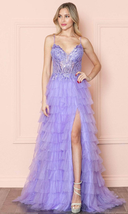 Poly USA 9408 - Sequined Illusion Bodice Prom Dress