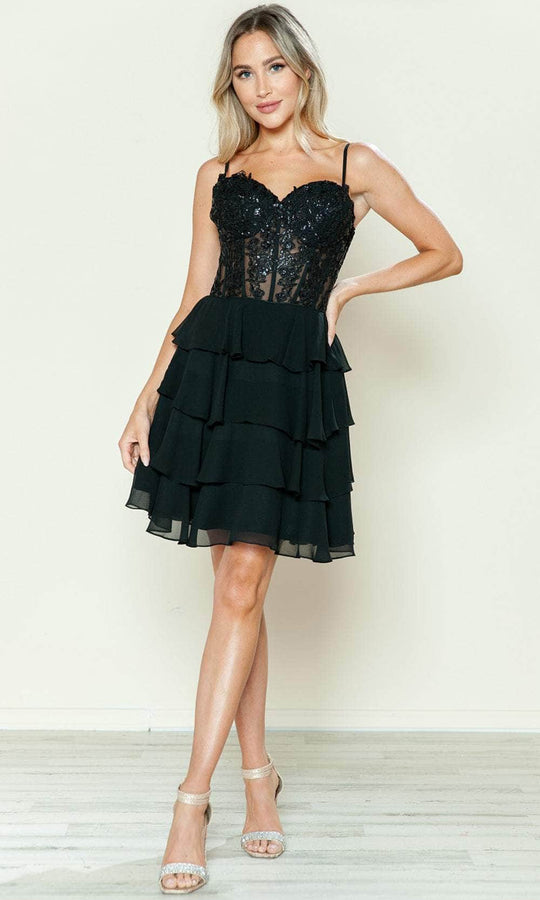 Poly USA 9494 - Sequin Embroidered Sweetheart Cocktail Dress