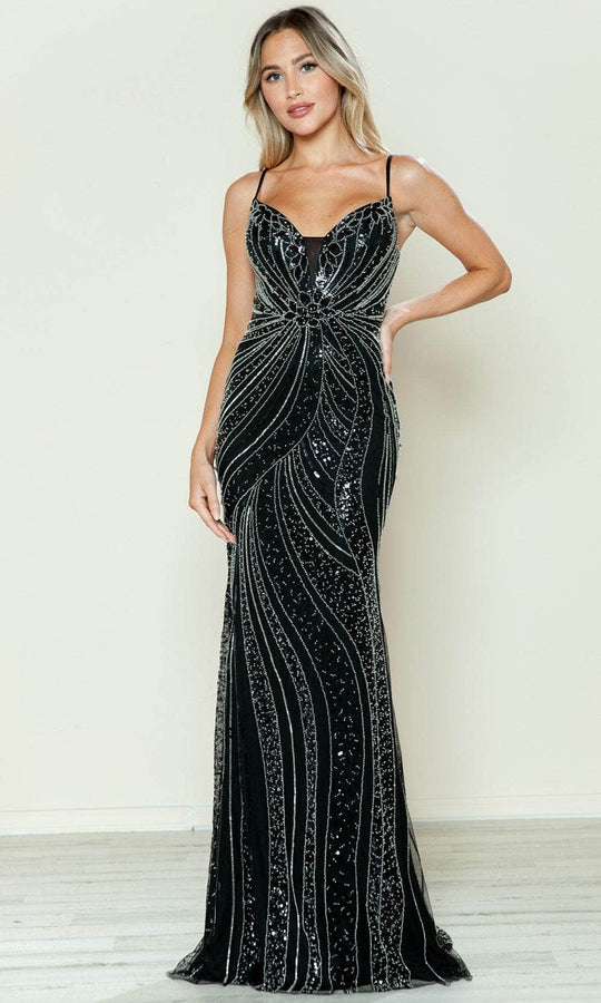 Poly USA 9510 - Beaded Sleeveless V-Neck Prom Gown