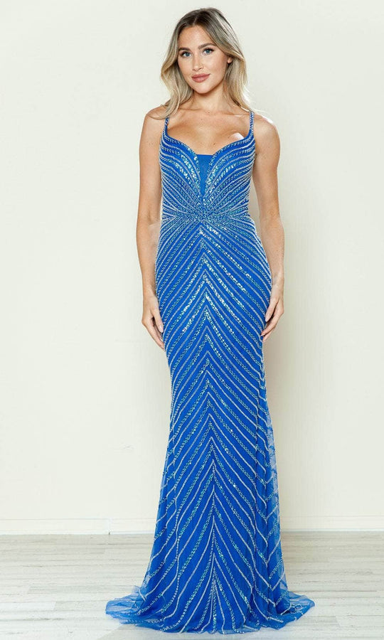 Poly USA 9530 - Beaded Sequin V-Neck Prom Dress