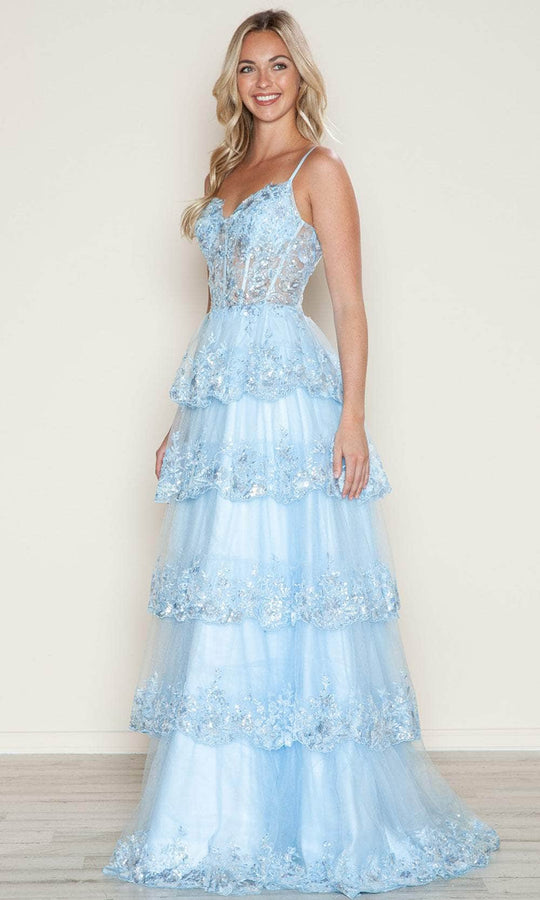 Poly USA 9548 - Sequin Mesh Lace Sweetheart Neckline Prom Gown