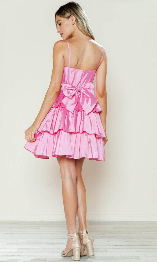 Poly USA 9590 - Bow Detailed A-Line Cocktail Dress
