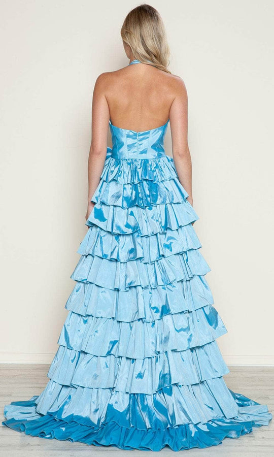 Poly USA 9642 - Halter Neck Taffeta Prom Gown